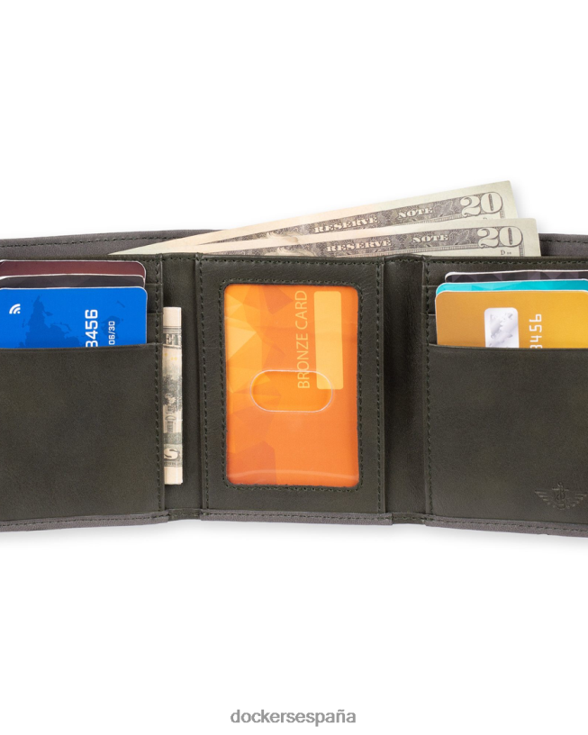 billetera triple con divisor de billetes hombres Dockers verde oliva accesorios 8F0406950