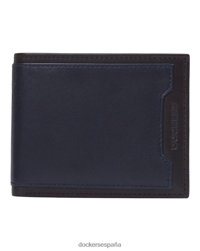 cartera plegable delgada con tarjetero extraíble hombres Dockers marrón/azul marino accesorios 8F0406947
