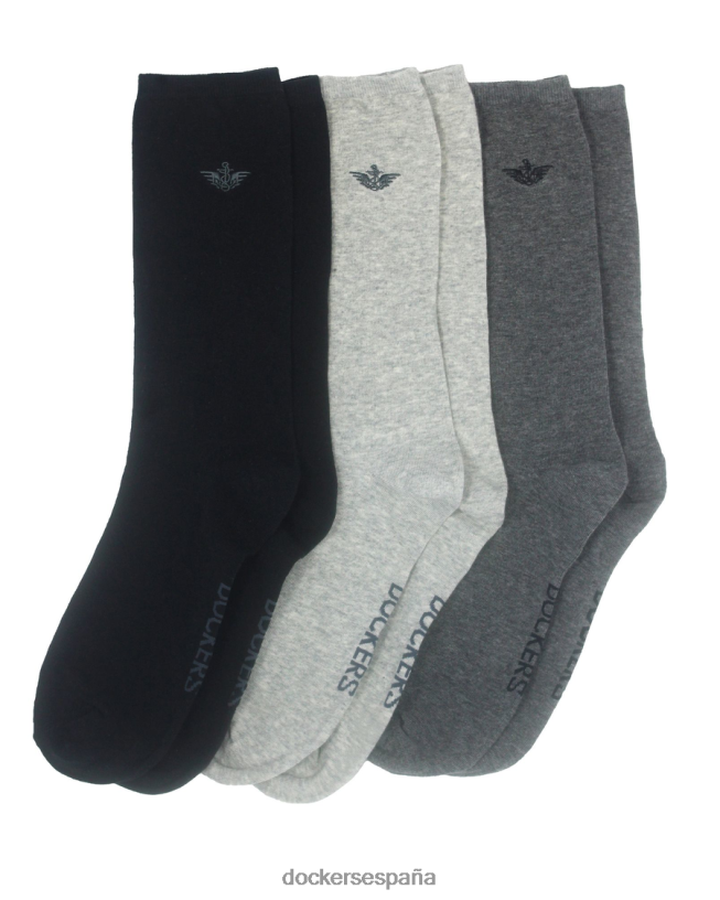 calcetines de punto plano con bordado, paquete de 3 hombres Dockers negro múltiple accesorios 8F0406952