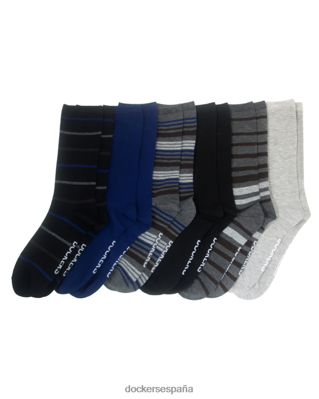 calcetines de punto plano con bordado, paquete de 6 hombres Dockers negro/azul/gris accesorios 8F0406920