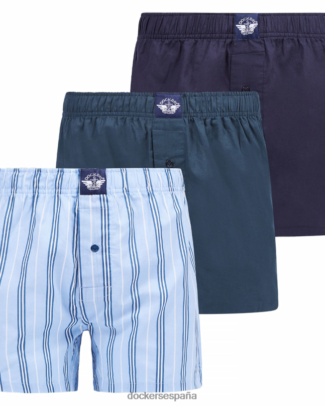 boxers tejidos de algodón, paquete de 3 hombres Dockers raya azul accesorios 8F0406913