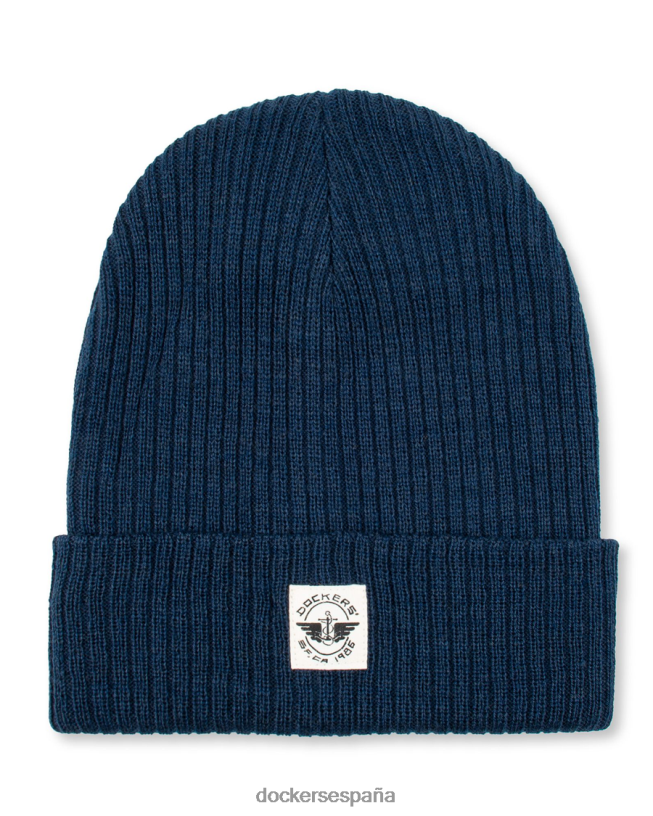 Gorro acanalado de punto doble reciclado con gráfico tejido de temporada hombres Dockers Azul marino accesorios 8F0406940
