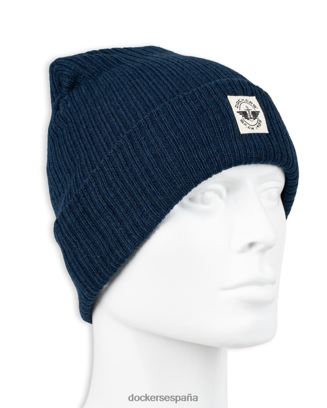 Gorro acanalado de punto doble reciclado con gráfico tejido de temporada hombres Dockers Azul marino accesorios 8F0406940