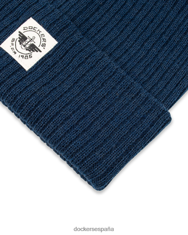 Gorro acanalado de punto doble reciclado con gráfico tejido de temporada hombres Dockers Azul marino accesorios 8F0406940
