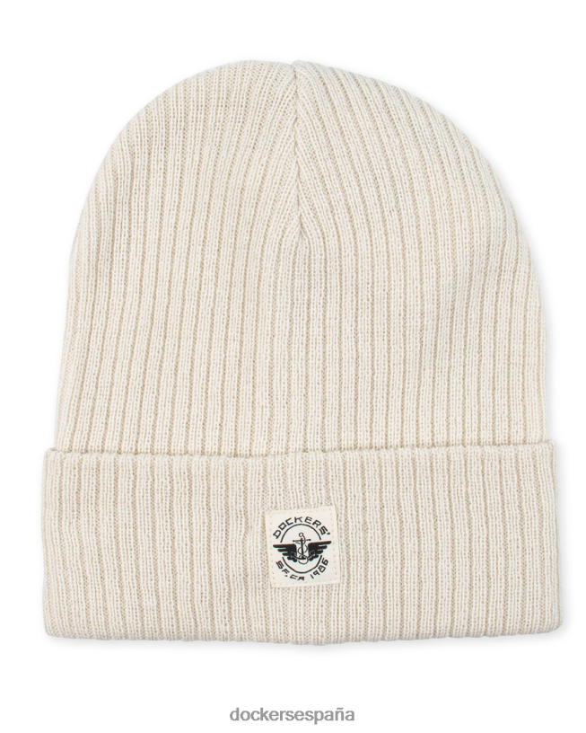 Gorro acanalado de punto doble reciclado con gráfico tejido de temporada hombres Dockers crema accesorios 8F0406941