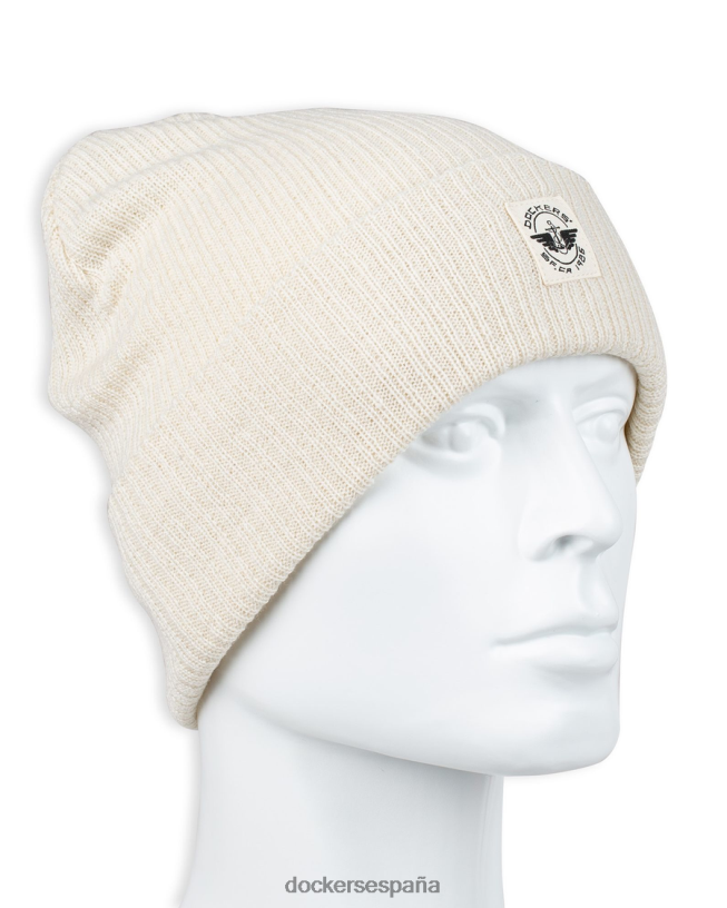 Gorro acanalado de punto doble reciclado con gráfico tejido de temporada hombres Dockers crema accesorios 8F0406941