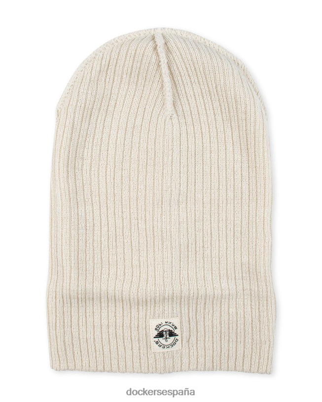 Gorro acanalado de punto doble reciclado con gráfico tejido de temporada hombres Dockers crema accesorios 8F0406941