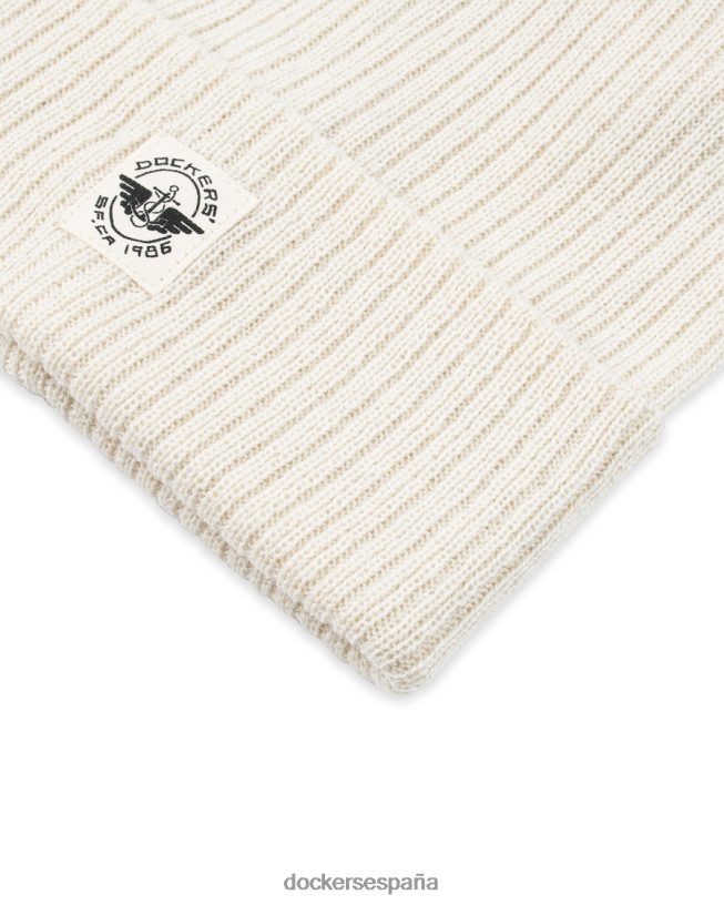 Gorro acanalado de punto doble reciclado con gráfico tejido de temporada hombres Dockers crema accesorios 8F0406941