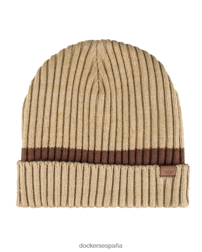 Gorro de canalé con rayas en contraste y forro de sherpa hombres Dockers caqui accesorios 8F0406995