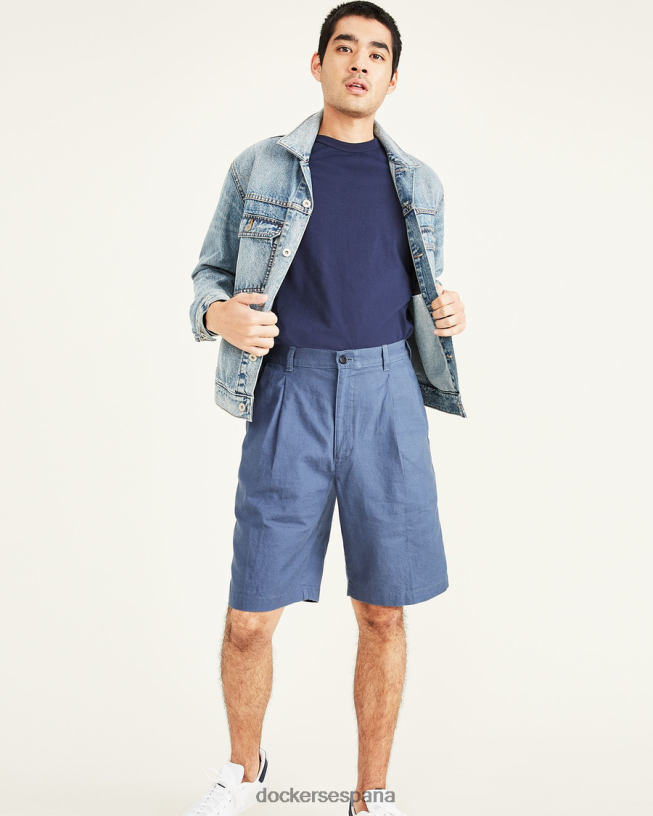pantalones cortos originales, plisados hombres Dockers índigo vintage - azul ropa 8F0406796