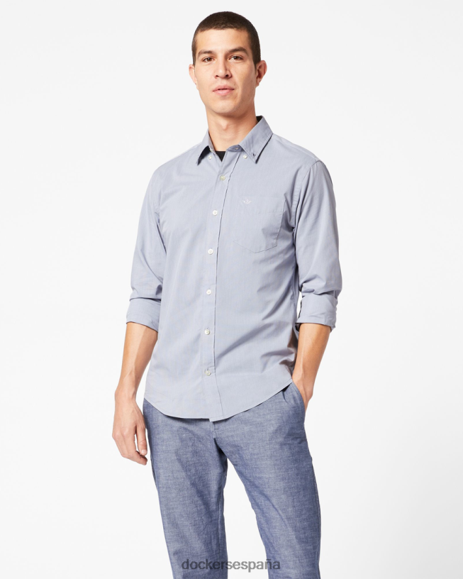 Camisa cómoda y flexible exclusiva, ajuste clásico (grandes y altos) hombres Dockers azul medieval ropa 8F0406876