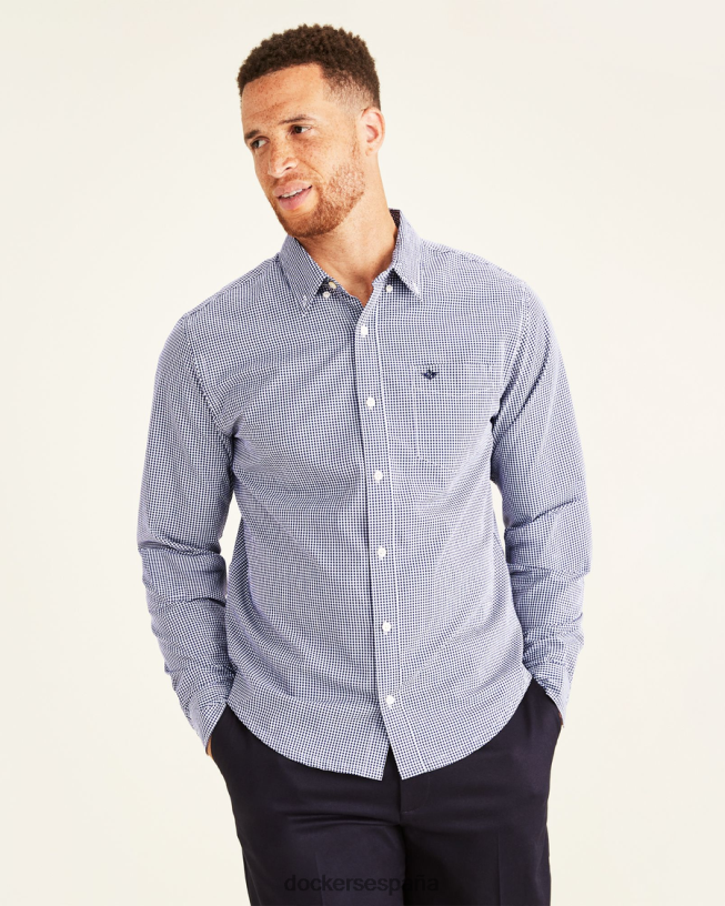 Camisa cómoda y flexible exclusiva, ajuste clásico (grandes y altos) hombres Dockers azul medieval ropa 8F0406881