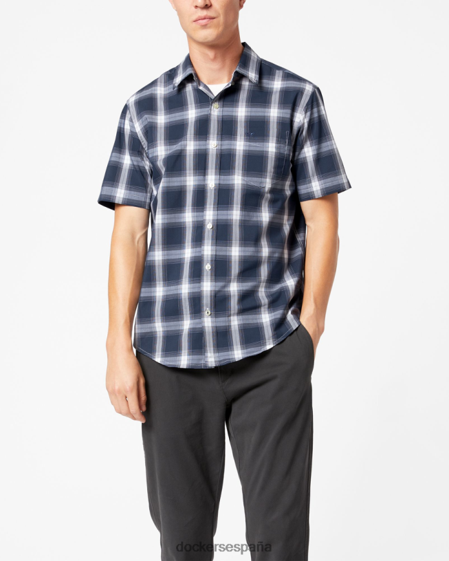 Camisa cómoda y flexible exclusiva, ajuste clásico (grandes y altos) hombres Dockers fresno azul marino - azul ropa 8F0406477