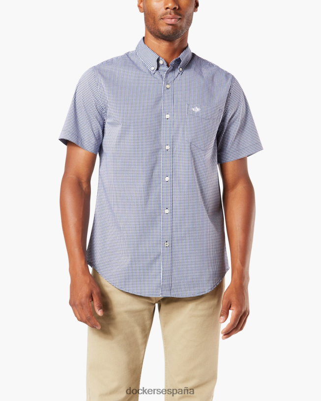 Camisa cómoda y flexible exclusiva, ajuste clásico (grandes y altos) hombres Dockers lámina de extremo a extremo - azul ropa 8F0406478