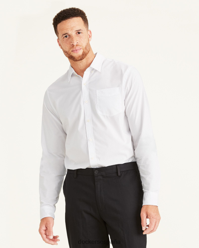 Camisa cómoda y flexible exclusiva, ajuste clásico (grandes y altos) hombres Dockers papel blanco ropa 8F0406456