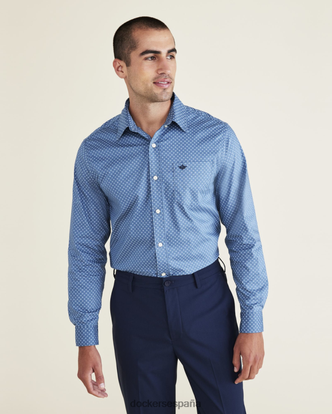 Camisa cómoda y flexible exclusiva, ajuste clásico (grandes y altos) hombres Dockers vista al mar - azul ropa 8F0406877