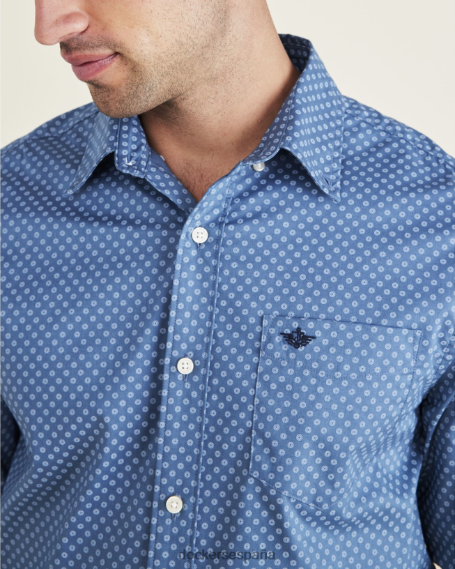 Camisa cómoda y flexible exclusiva, ajuste clásico (grandes y altos) hombres Dockers vista al mar - azul ropa 8F0406877