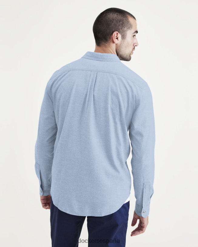 Camisa de trabajo de 2 bolsillos, corte regular hombres Dockers lavado ácido azul claro ropa 8F0406613