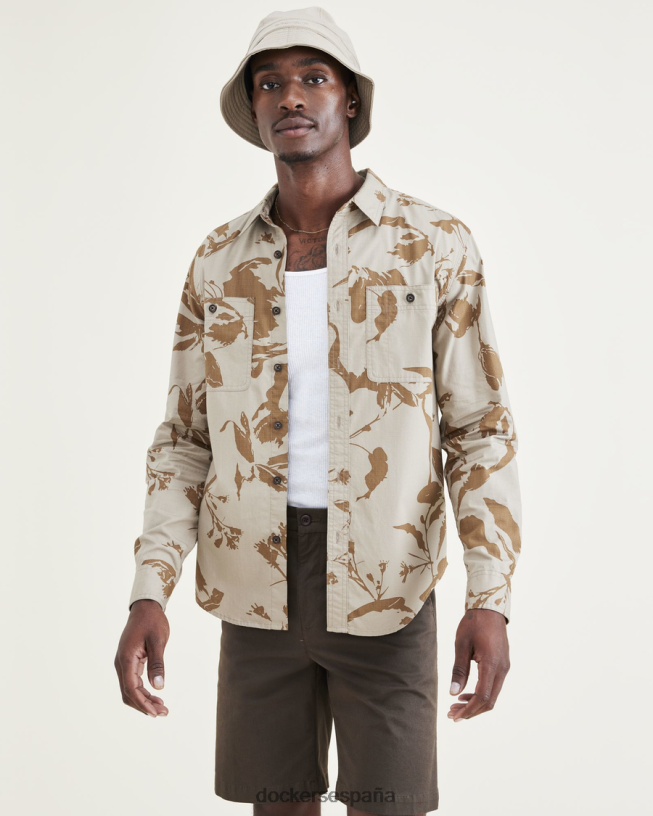 Camisa de trabajo de 2 bolsillos, corte regular hombres Dockers lobo de madera - bronceado ropa 8F0406611