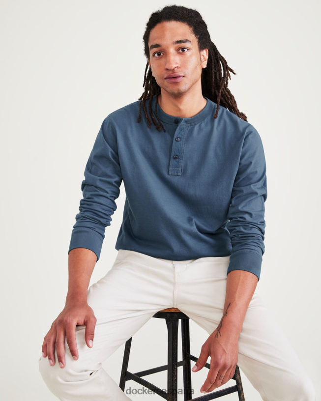 Henley, corte estándar hombres Dockers fusión azul - azul ropa 8F0406693