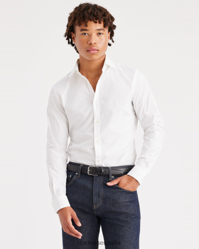 botones elaborados, corte entallado hombres Dockers blanco brillante ropa 8F0406139