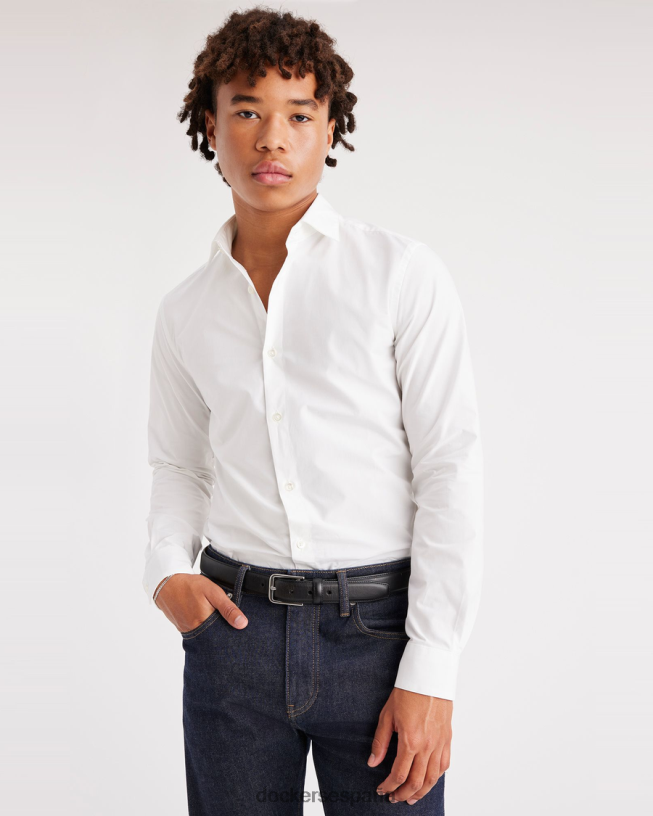 botones elaborados, corte entallado hombres Dockers blanco brillante ropa 8F0406139