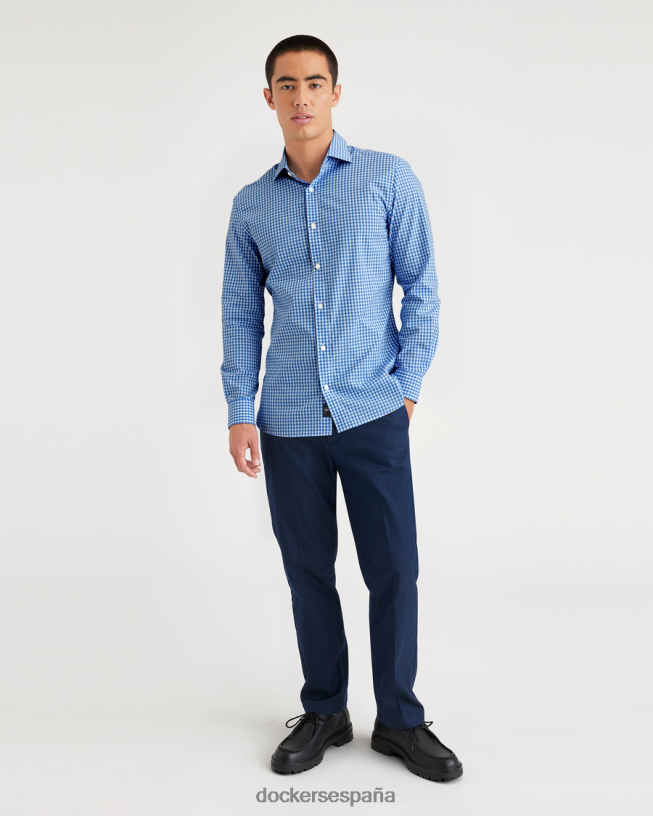 botones elaborados, corte entallado hombres Dockers lavabo de cerámica azul ropa 8F0406138