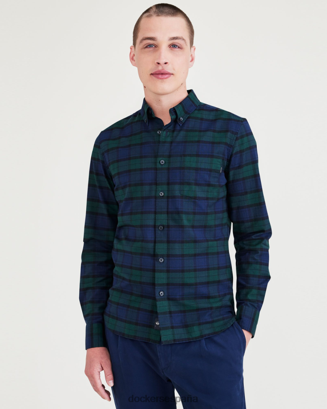 camisa Oxford elástica, corte entallado hombres Dockers blazer azul marino - azul ropa 8F0406686