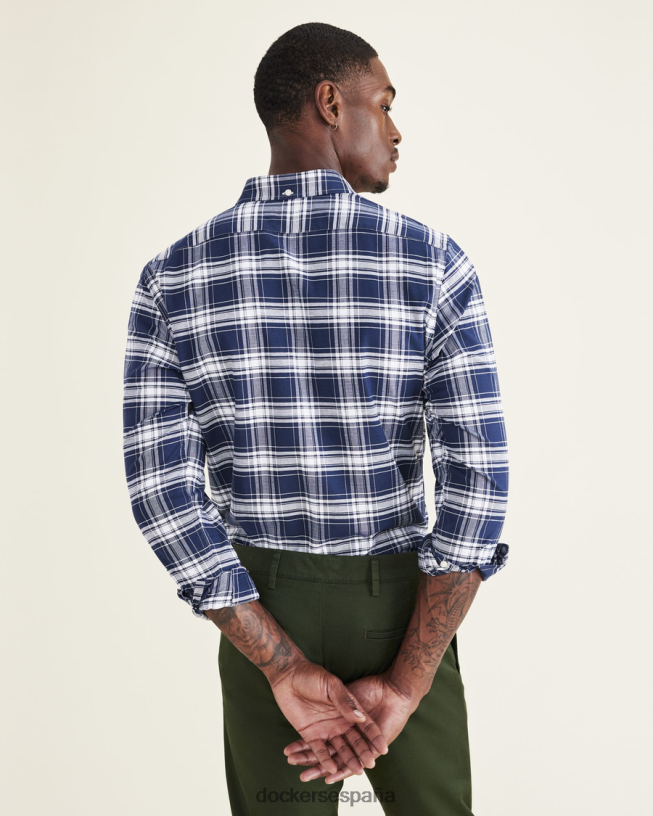 camisa Oxford elástica, corte entallado hombres Dockers blazer azul marino - azul ropa 8F0406687