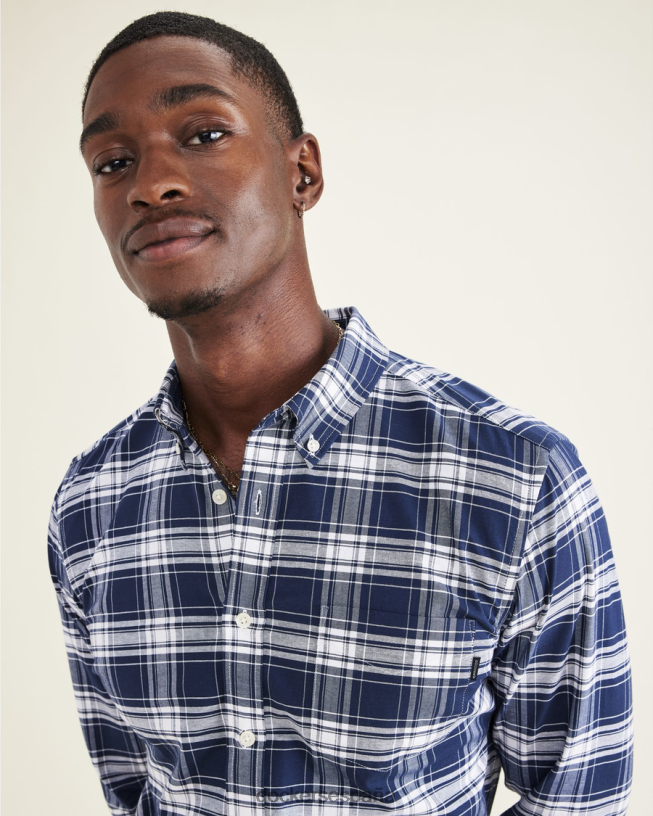 camisa Oxford elástica, corte entallado hombres Dockers blazer azul marino - azul ropa 8F0406687