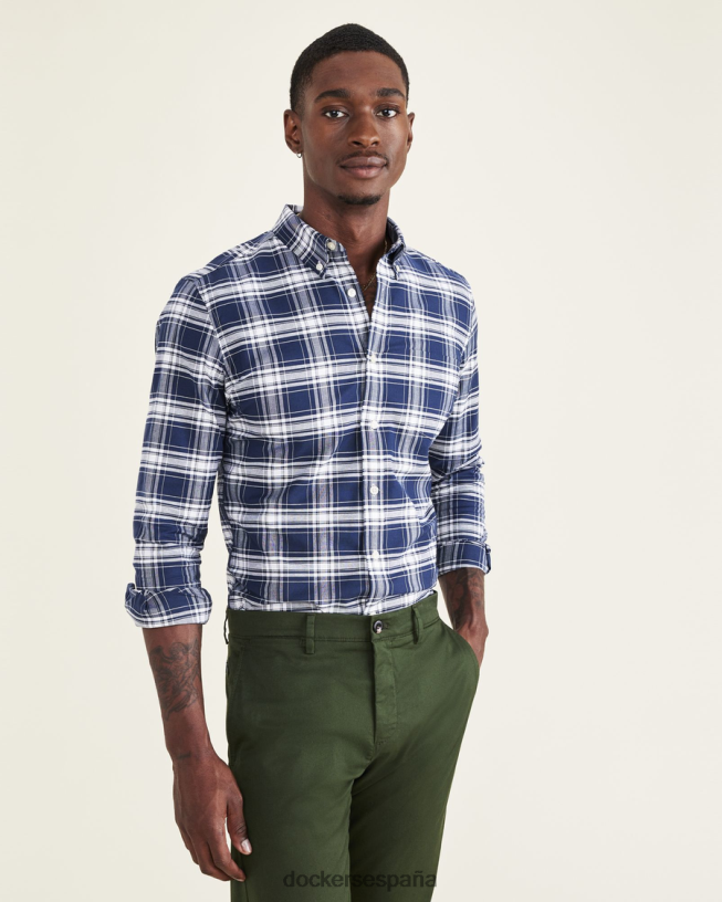 camisa Oxford elástica, corte entallado hombres Dockers blazer azul marino - azul ropa 8F0406687