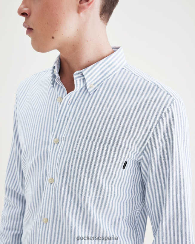 camisa Oxford elástica, corte entallado hombres Dockers blazer azul marino - azul ropa 8F0406690