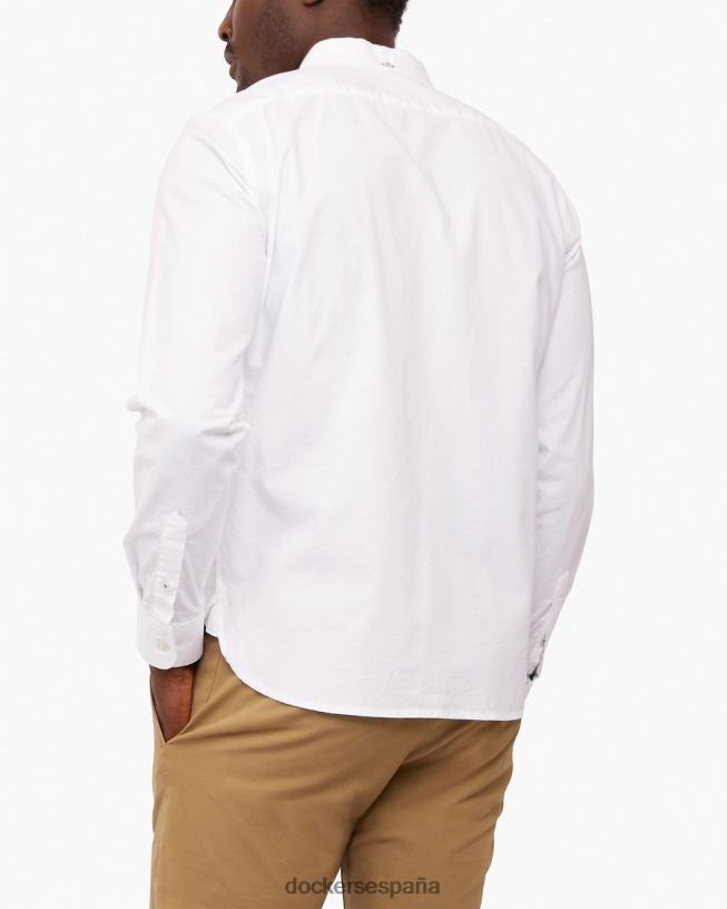 camisa Oxford elástica, corte entallado hombres Dockers papel blanco ropa 8F040690