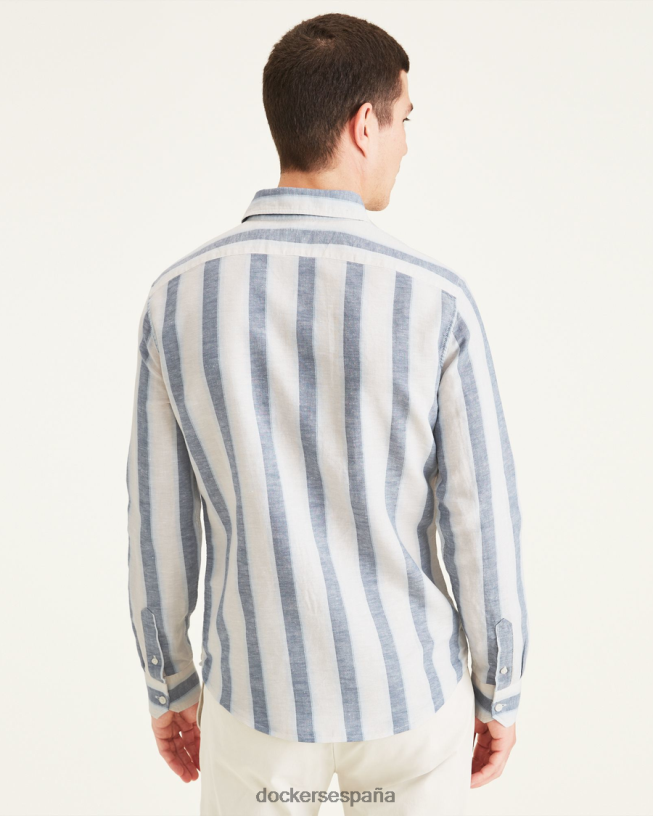 camisa alfa con cuello extendido, corte ajustado hombres Dockers tullis atardecer azul ropa 8F0406861