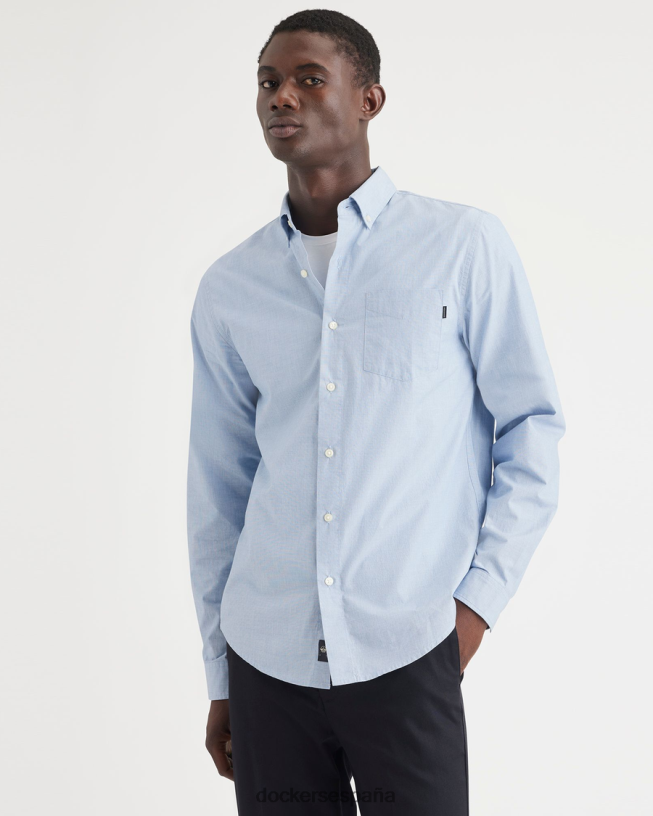 camisa básica con botones, corte clásico hombres Dockers extremo sobre extremo delft - azul ropa 8F040644