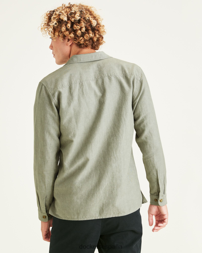 camisa camp, corte regular hombres Dockers albahaca caliente - verde ropa 8F0406846