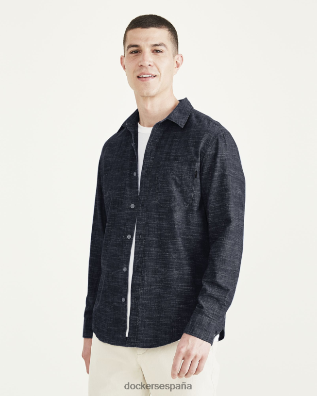 camisa casual, corte regular (grande y alto) hombres Dockers lavado ácido azul oscuro - azul ropa 8F0406899