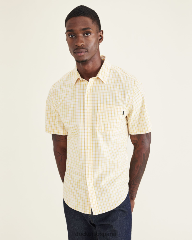 camisa casual de manga corta, ajuste regular hombres Dockers albaricoque dorado - amarillo ropa 8F0406570