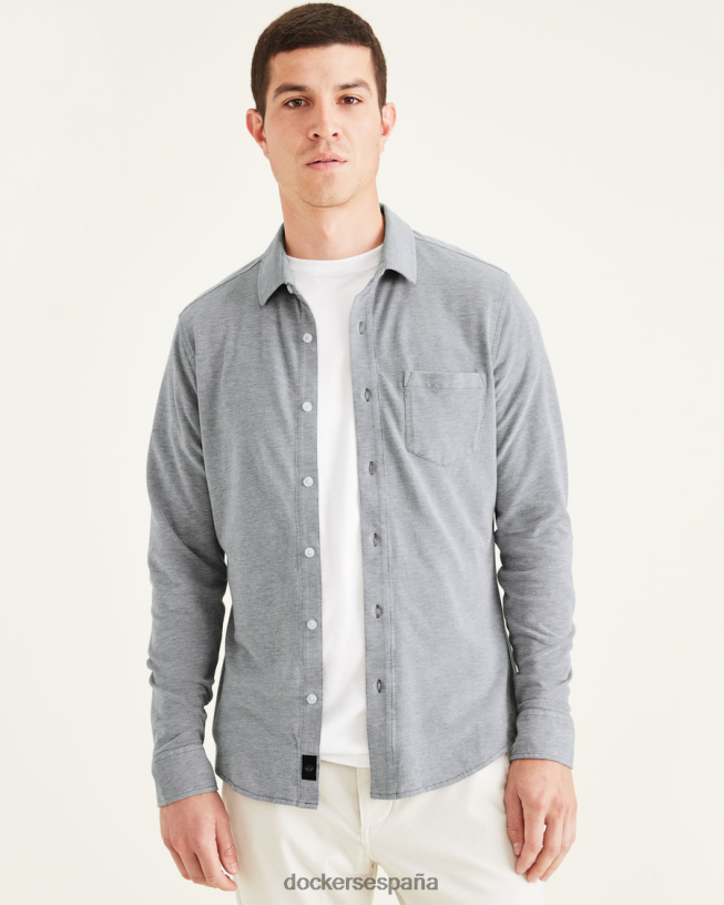 camisa con botones alfa, corte ajustado hombres Dockers albahaca caliente - verde ropa 8F0406723