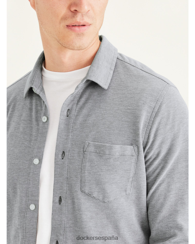 camisa con botones alfa, corte ajustado hombres Dockers albahaca caliente - verde ropa 8F0406723