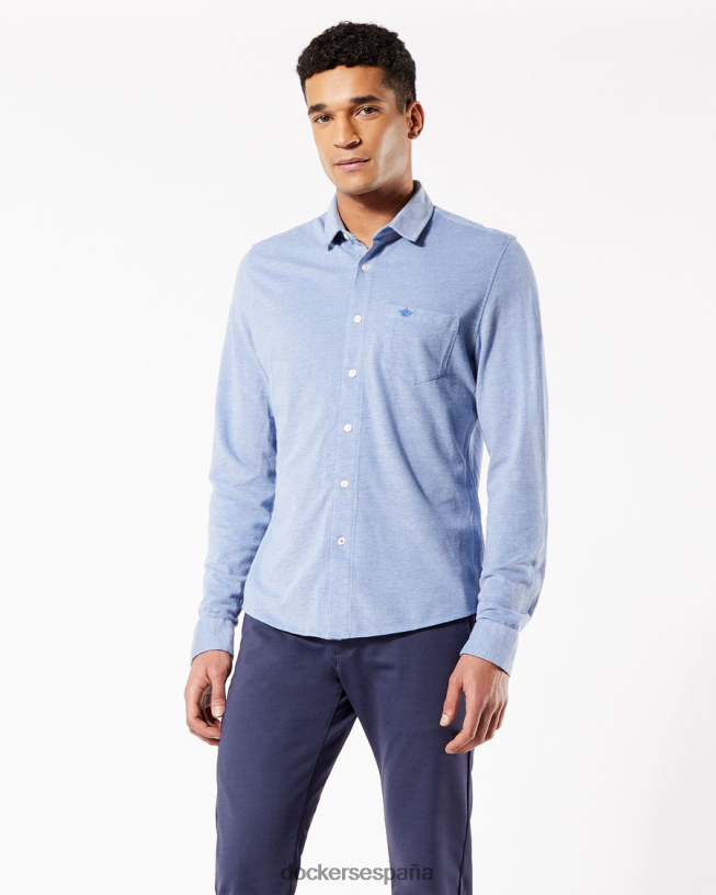 camisa con botones alfa, corte ajustado hombres Dockers delft - azul ropa 8F0406721