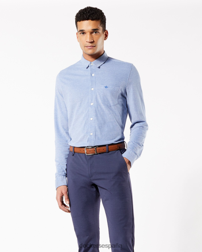 camisa con botones alfa, corte ajustado hombres Dockers delft - azul ropa 8F0406721