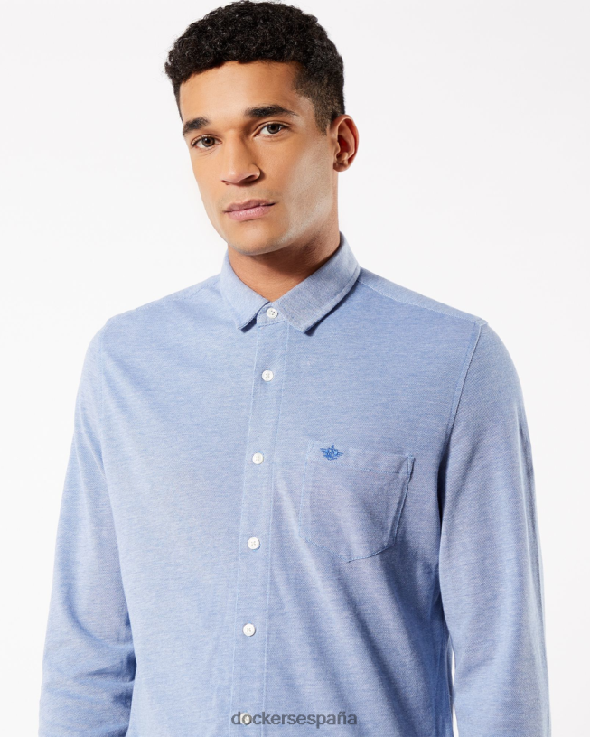 camisa con botones alfa, corte ajustado hombres Dockers delft - azul ropa 8F0406721