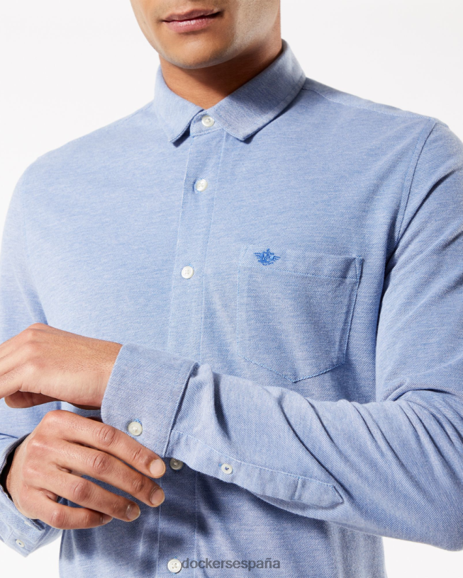 camisa con botones alfa, corte ajustado hombres Dockers delft - azul ropa 8F0406721