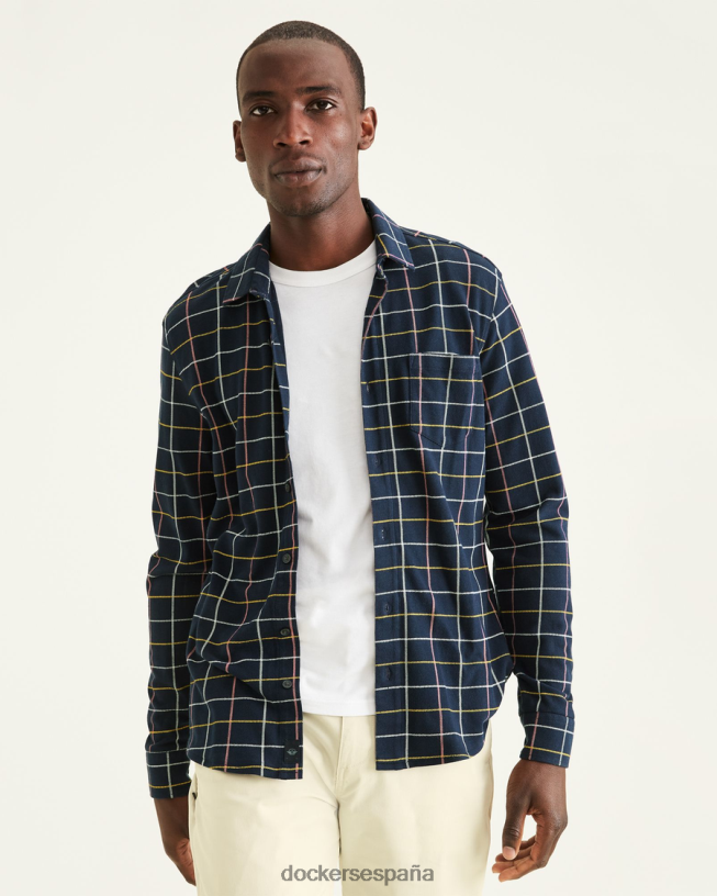camisa con botones alfa, corte ajustado hombres Dockers pembroke - azul ropa 8F0406722