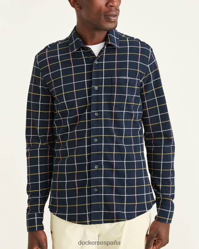 camisa con botones alfa, corte ajustado hombres Dockers pembroke - azul ropa 8F0406722