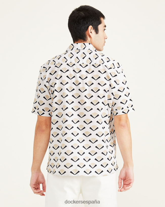 camisa con cuello camp, ajuste relajado hombres Dockers Sáhara caqui ropa 8F0406566
