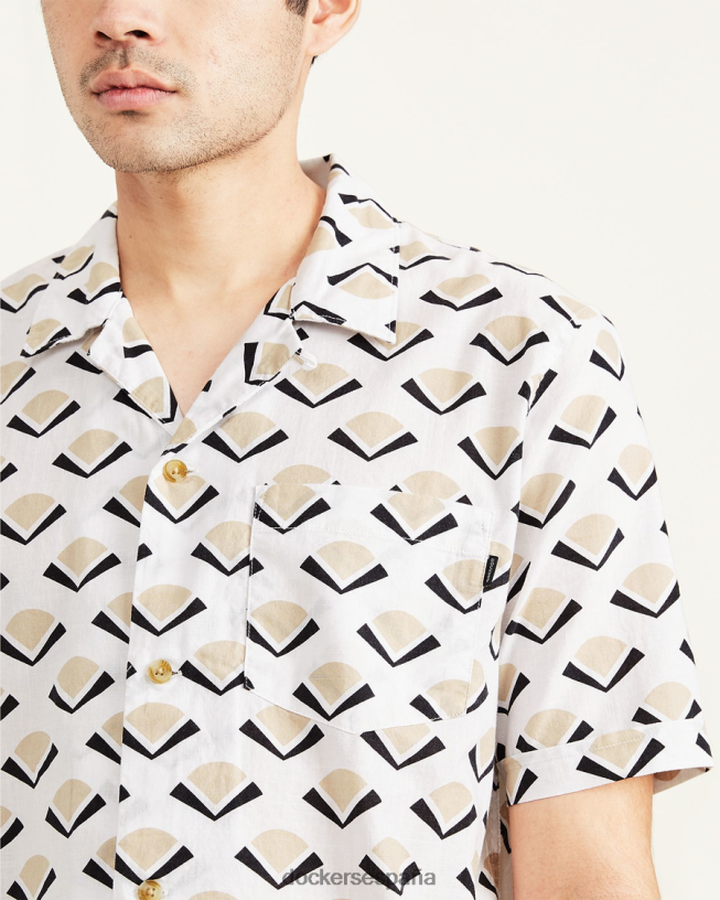 camisa con cuello camp, ajuste relajado hombres Dockers Sáhara caqui ropa 8F0406566