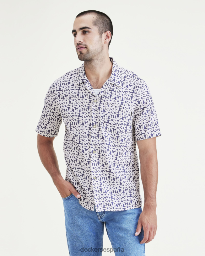 camisa con cuello camp, corte regular hombres Dockers Oriente azul ropa 8F0406532