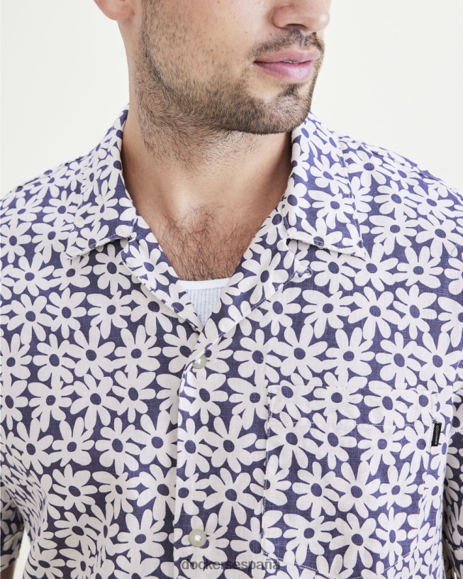 camisa con cuello camp, corte regular hombres Dockers Oriente azul ropa 8F0406532